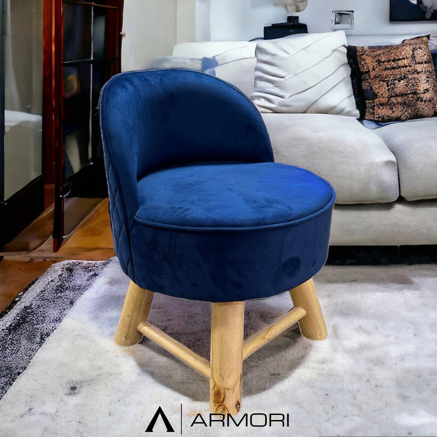 COZY Ottoman Stool Blue - Premium Ottoman from ARMORI - Just Rs. 5500! Shop now at ARMORI